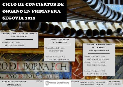 CONCIERTOS DE ÓRGANO SEGOVIA PRIMAVERA 2018