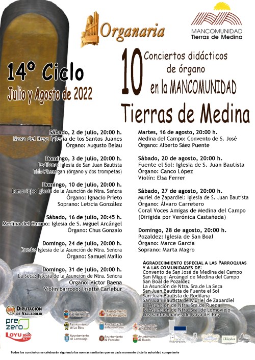 Mancomunidad Tierras de Medina - Conciertos de órgano 2022