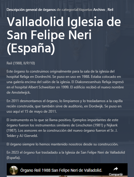 Órgano de la Iglesia de San Felipe Neri de Valladolid (España)